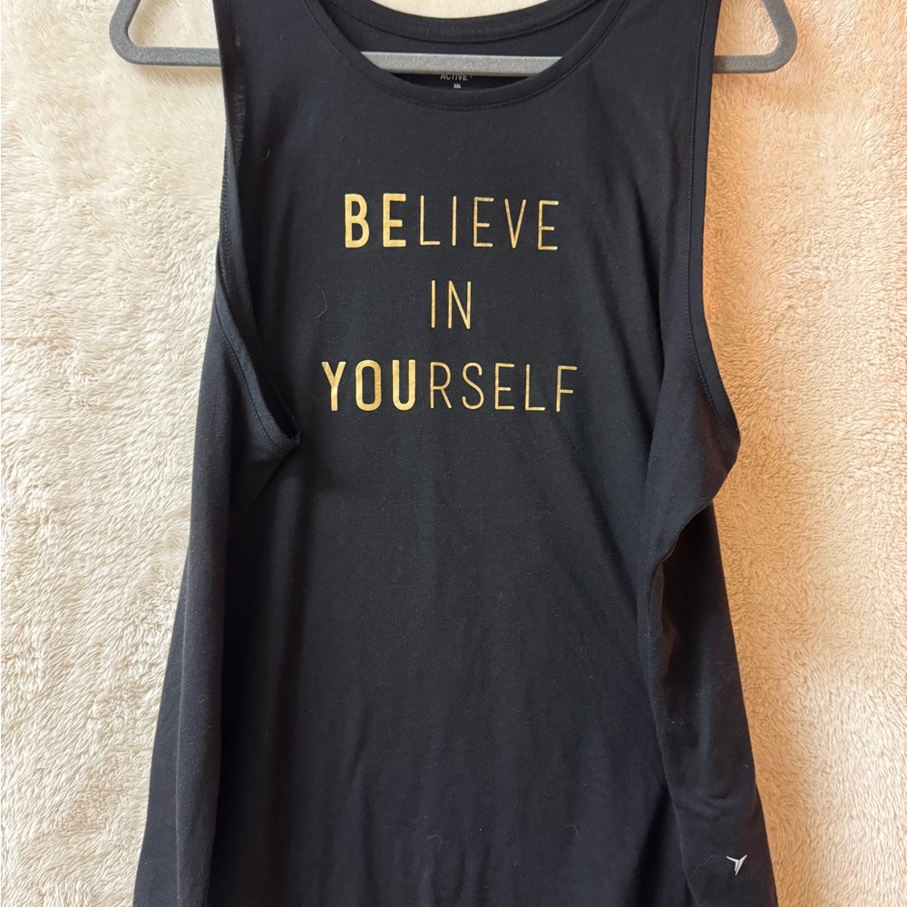 Old Navy Black Muscle Tee with Gold Text